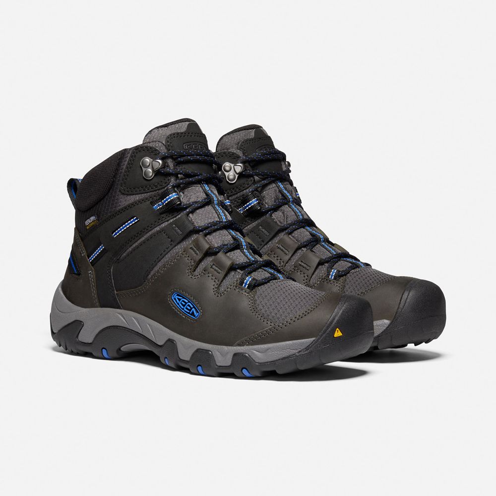 Keen Outdoor Bot Erkek Siyah/Mavi - Steens Deri Waterproof - Türkiye XMQU53974